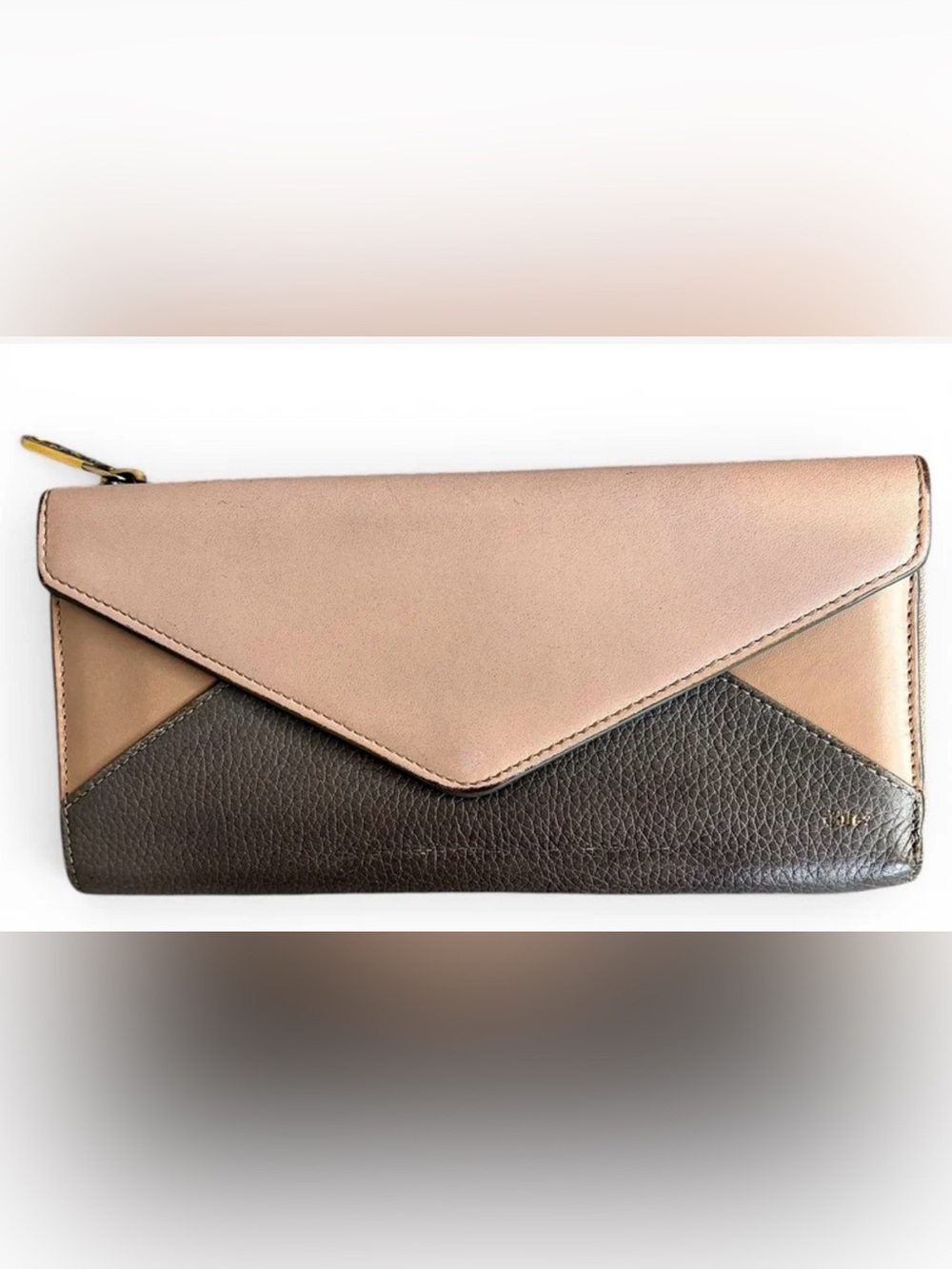 Chloe Georgia Leather Continental Long Flap Wallet. Nude/Beige/Taupe